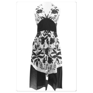 Maggy London black white Floral Eyelet Halter Dress Size 4